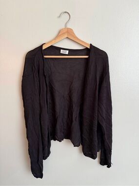 Eileen Fisher Black Open-Front Lightweight Cardigan